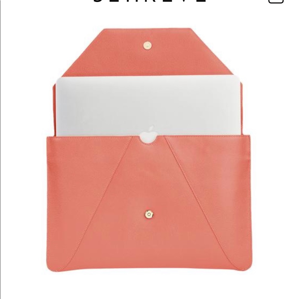 Senreve Envelope Laptop Sleeve in Pebbled Coral